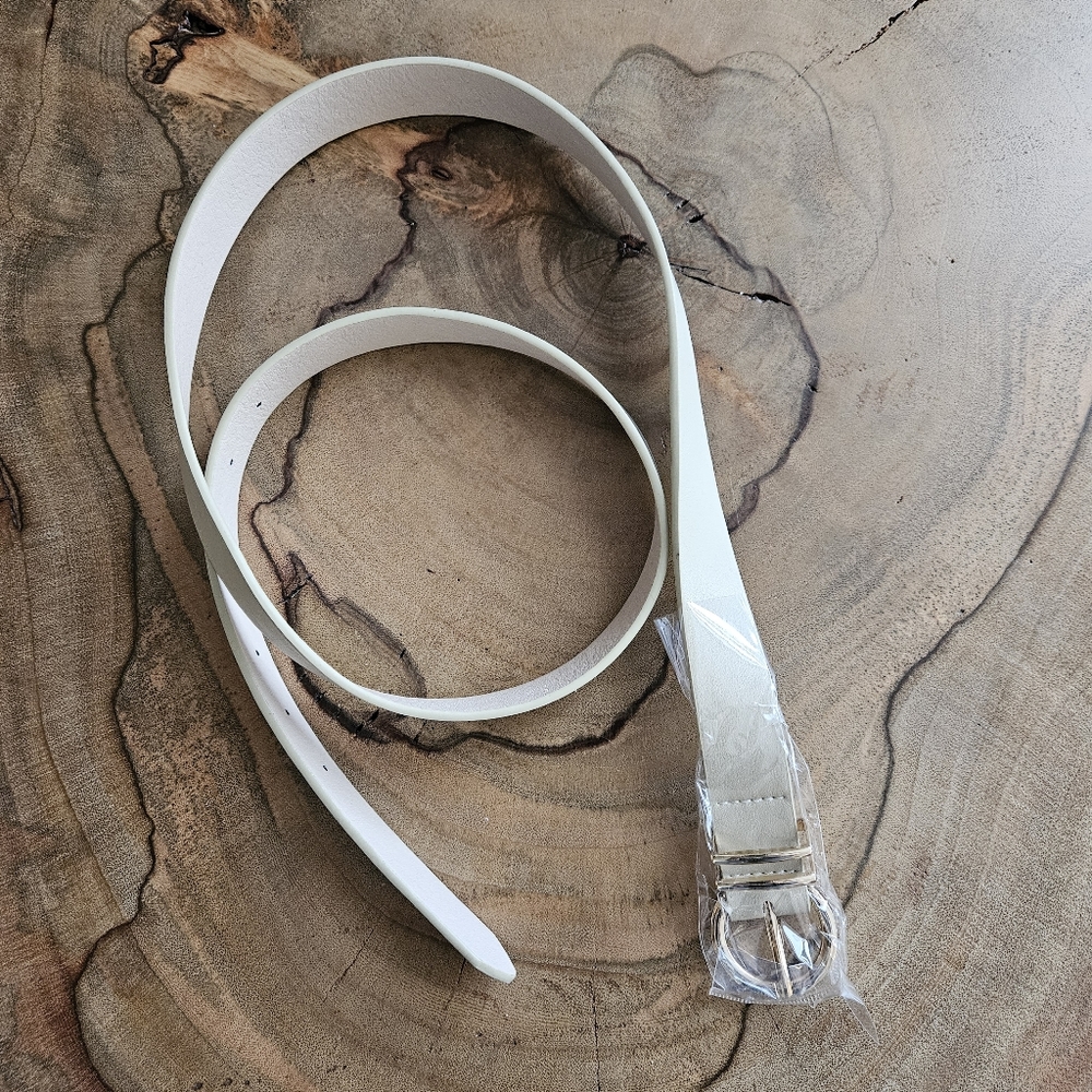 Cream leather belt